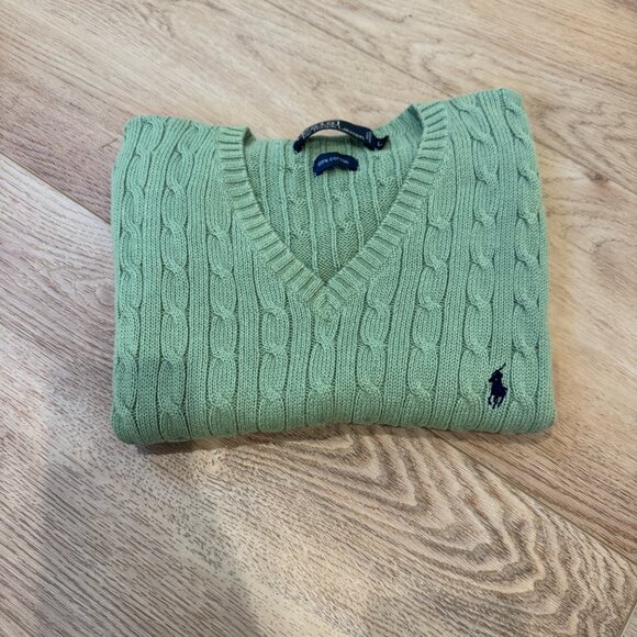 Polo Ralph Lauren Green Cable Knit Sweater Vest Size Large - Picture 10 of 10